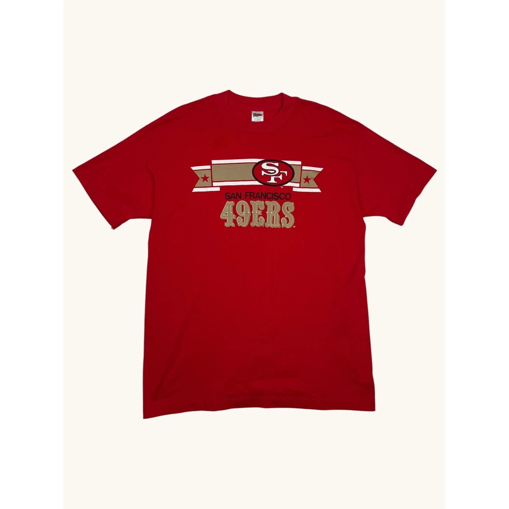 Vintage Trench San Francisco 49ers T-Shirt Mens XL Red Graphic NFL Football Tee